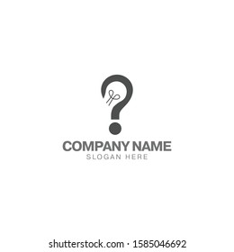 Smart question logo design template, light bulb and question mark vector