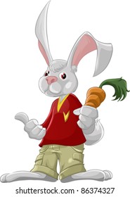 a smart rabbit with carrot in his hand
