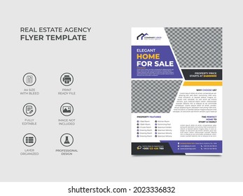 smartes Design für Immobilien-Flyer mit zwei Bildplatzierungen, professionelle Farbe in der Vorlage. Gut organisiertes, vollständig bearbeitbares Design. Vector Standard a4 Größe, eps10 Version.