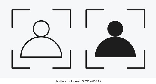Icono de reconocimiento inteligente que representa reconocimiento facial, Identificación de IA, seguridad biométrica, análisis de datos y sistemas inteligentes.