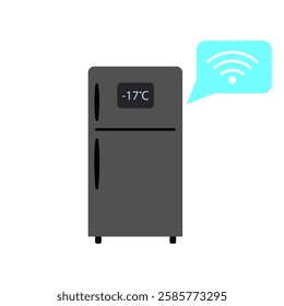 Smart refrigerator with digital display showing temperature -17°C. WiFi symbol indicates that the refrigerator is connected to the internet, indicating smart features for remote monitoring and control