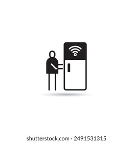 smart refrigerator icon vector illustration
