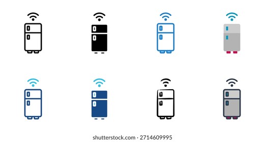 Los iconos inteligentes del refrigerador establecen la colección de Vector de estilo múltiple. 
