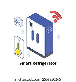 Smart Refrigerator isometric Colored illustration. EPS File stock illustration