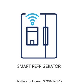 Smart refrigerator thin line icons. Original vector illustration.