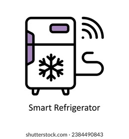 Ilustración de diseño de contorno de vector de refrigerador inteligente. Símbolo del archivo EPS 10 de fondo blanco