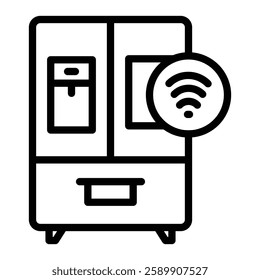 Smart Refrigerator Vector Line Icon Design For Persoanl And Commercial Use