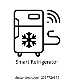 Smart Refrigerator vector  outline Design illustration. Symbol on White background EPS 10 File