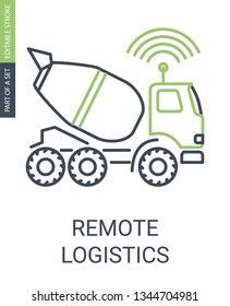 Smart Remote Logistics Icon with Editable Stroke