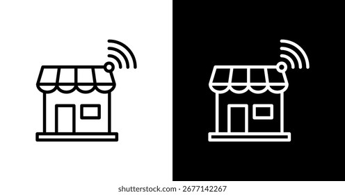 Diseño de conjunto de iconos blancos de venta minorista inteligente