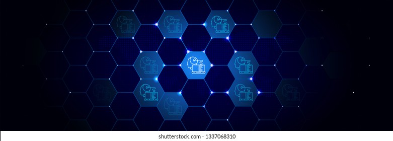 Smart robot artificial intelligence icon in the technological comb bacground