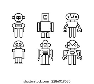 smart robot avatar icons set