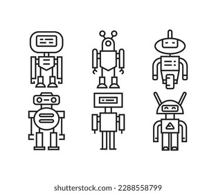 smart robot avatar icons set