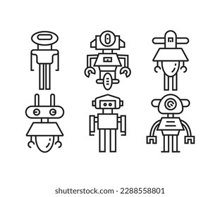 conjunto de iconos de avatar del robot inteligente