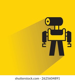 Avatar robot inteligente con sombra sobre fondo amarillo