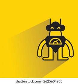 Avatar robot inteligente con sombra sobre fondo amarillo