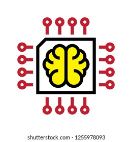 Smart robot brain technology icon