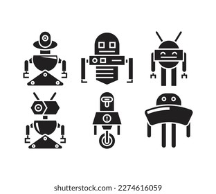 smart robot character icons set