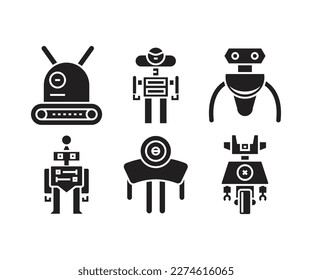 smart robot character icons set