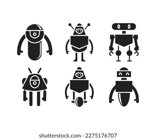 conjunto de iconos de caracteres de robot inteligente