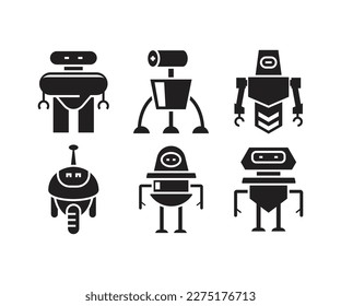 smart robot character icons set