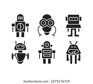 smart robot character icons set