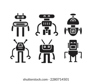 conjunto de iconos de caracteres de robot inteligente