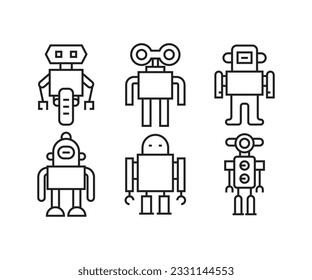 conjunto de iconos de caracteres de robot inteligente