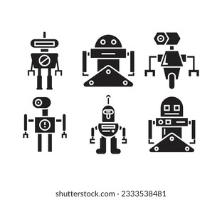 smart robot character icons set