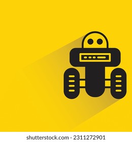 smart robot character with shadow on yellow background