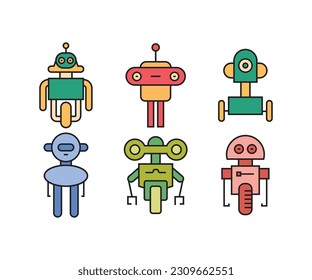 smart robot characters vector set