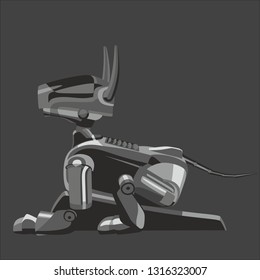 Smart Robot Dog Trendy Vector Print Illustration