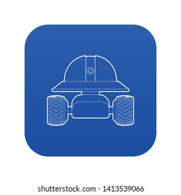 Smart robot icon blue vector isolated on white background