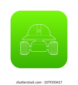 Smart robot icon green vector isolated on white background