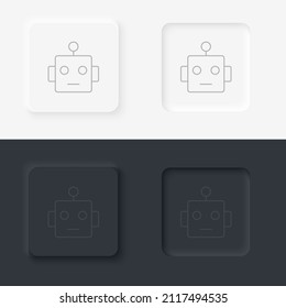 Smart, robot icon - Vector. Artificial intelligence neumorphic style vector icon