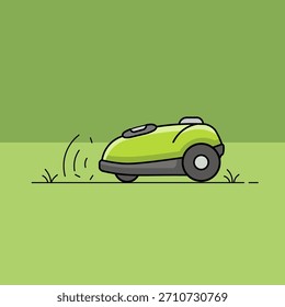 Um cortador de grama robô inteligente apara autonomamente o gramado, ilustrando a tecnologia moderna de jardinagem e conveniência.