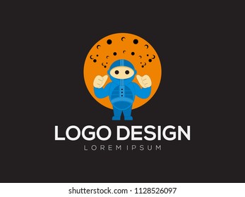 Smart robot logo template. Cute logotype isolated on white background. Future technologies theme. Vector concept symbol.