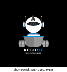 Smart robot logo template. Cute logotype isolated on white background. Future technologies theme. Vector concept symbol