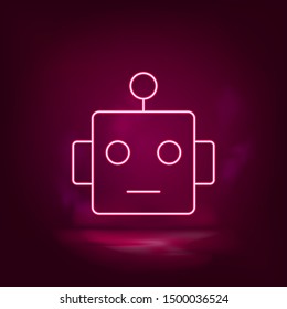Smart, robot neon icon - vector. Artificial intelligence.