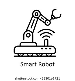 Ilustración de diseño de iconos de esquema de robot inteligente. Símbolo de Smart Industries sobre el fondo blanco Archivo EPS 10