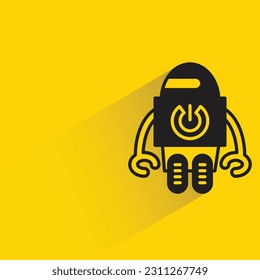 smart robot with shadow on yellow background