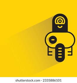 smart robot with shadow on yellow background