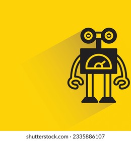 smart robot with shadow on yellow background