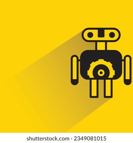 smart robot with shadow on yellow background