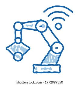Smart Robot sketch icon vector. Hand drawn blue doodle line art Smart Robot sign. isolated symbol illustration