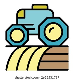 Smart robot tractor icon. Outline smart robot tractor vector icon color flat isolated