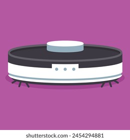 Smart robot vacuum cleaner vector cartoon illustration isolated on background.