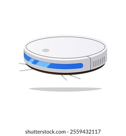 Smart robot vacuum cleaner vector isolated on white background.