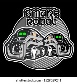 smart robot vector illustration badge design