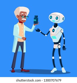 Smart Robot Visiting Doctor Vector. Isolated Illustration